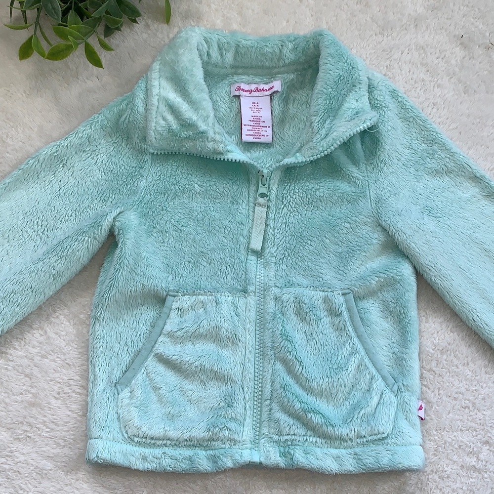 Tommy Bahama Mint Green Fleece Jacket EUC 4 Girls